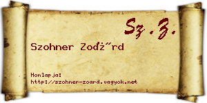 Szohner Zoárd névjegykártya
